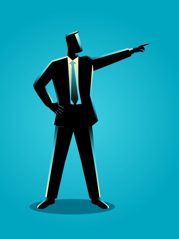 Business concept illustration of a businessman pointing finger